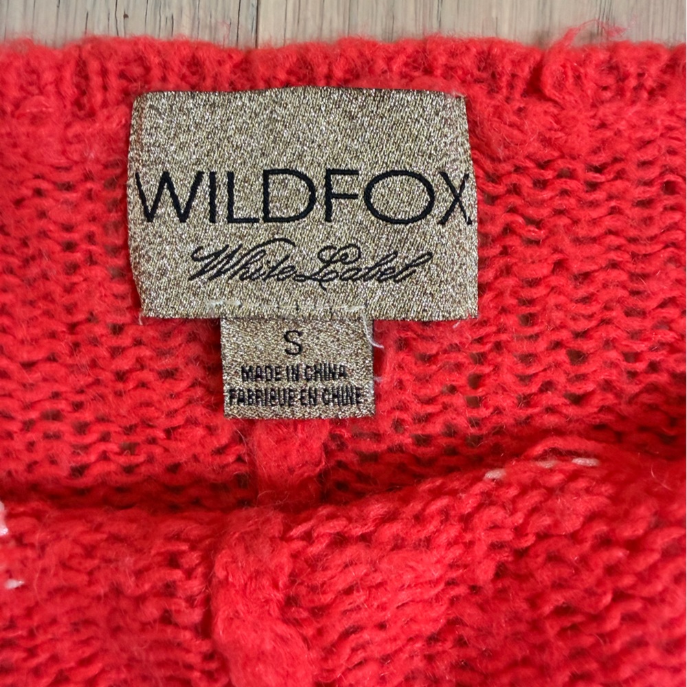 Wildfox Red Star Pattern Distressed Knit Sweater - Picture 2 of 4